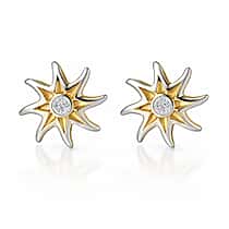 9K Yellow & White Gold Star Earring with Push Back