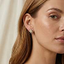 9K Yellow & White Gold Star Earring with Push Back