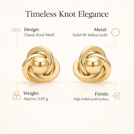 Hatton Garden CloseOut - 9K Yellow Gold Knot Earring with Push Back