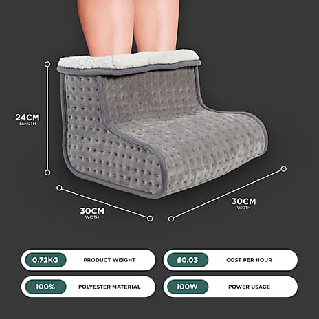 BLACK FRIDAY SPECIAL - Super Luxurious Sherpa Electric Foot Warmer with 3 temprature Modes - Grey