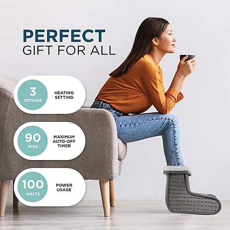 BLACK FRIDAY SPECIAL - Super Luxurious Sherpa Electric Foot Warmer with 3 temprature Modes - Grey