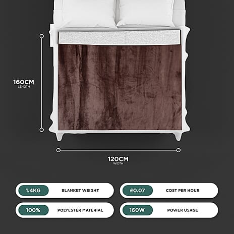 Super Soft Sherpa Fleece Electric Blanket with 9 Adjustable Heat Settings - Brown