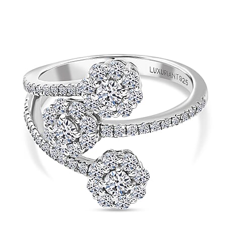 Luxuriant Lab Grown Diamond Ring in Rhodium Overlay Sterling Silver 1.00 Ct.