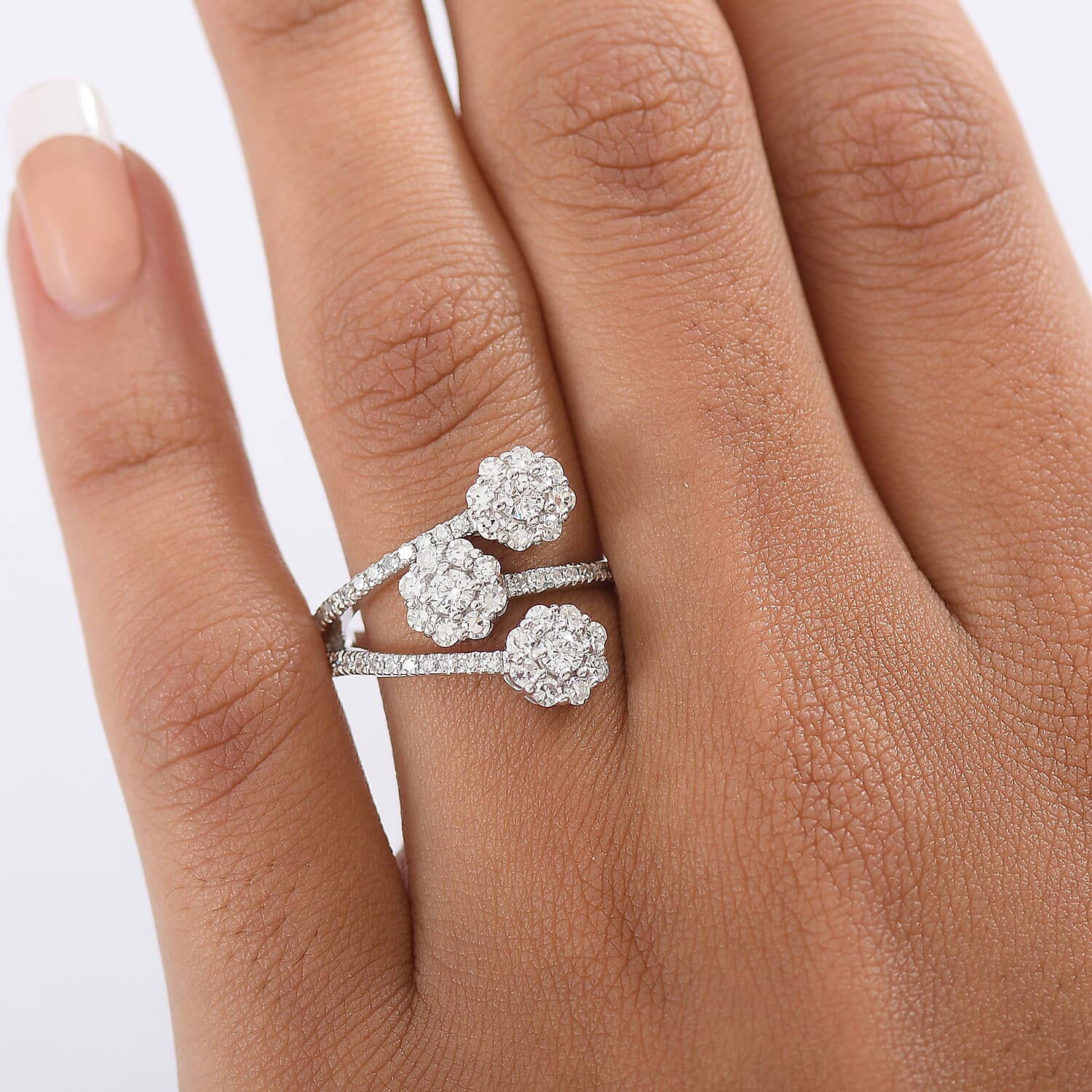 Luxuriant Lab Grown Diamond Ring in Rhodium Overlay Sterling Silver 1.00 Ct.