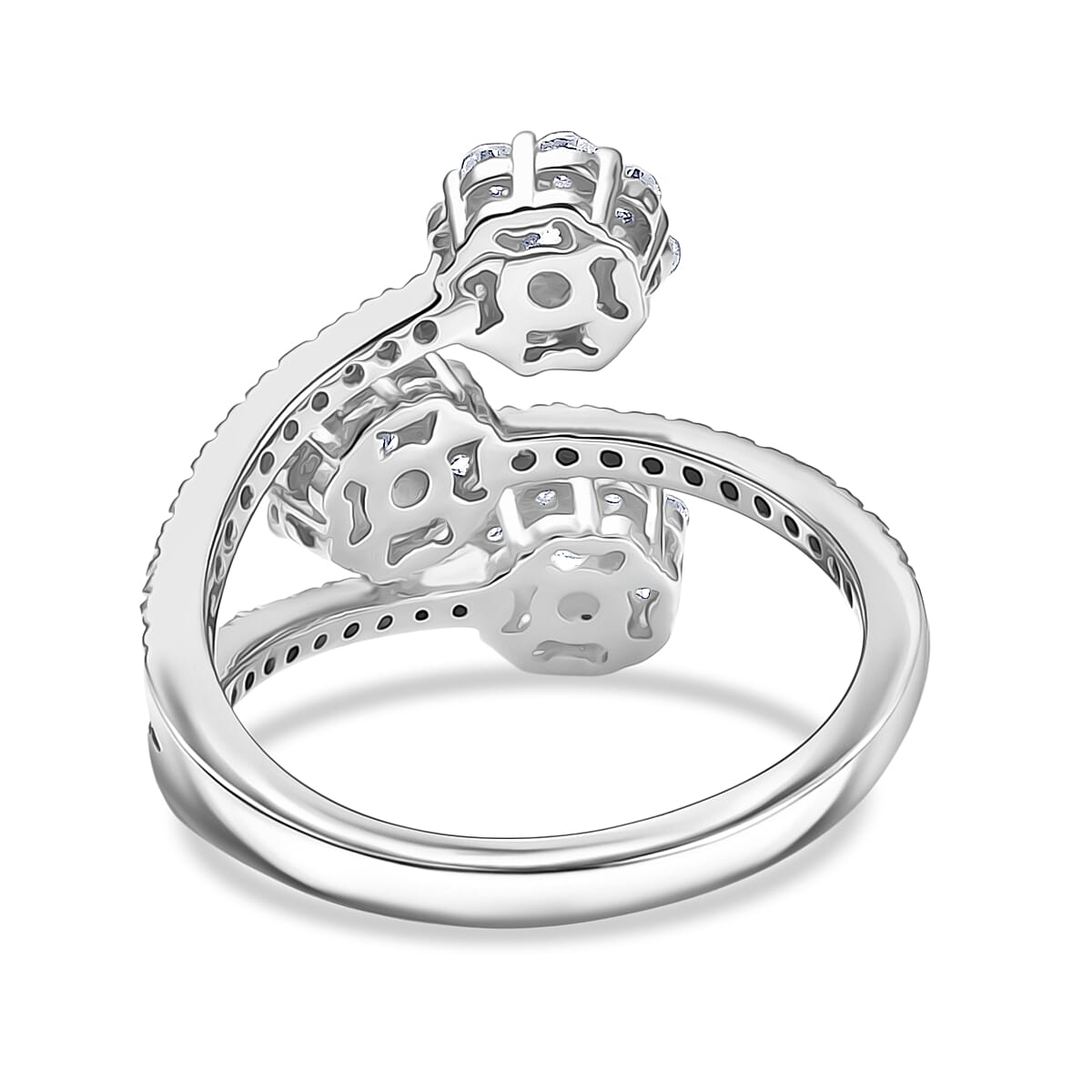 Luxuriant Lab Grown Diamond Ring in Rhodium Overlay Sterling Silver 1.00 Ct.
