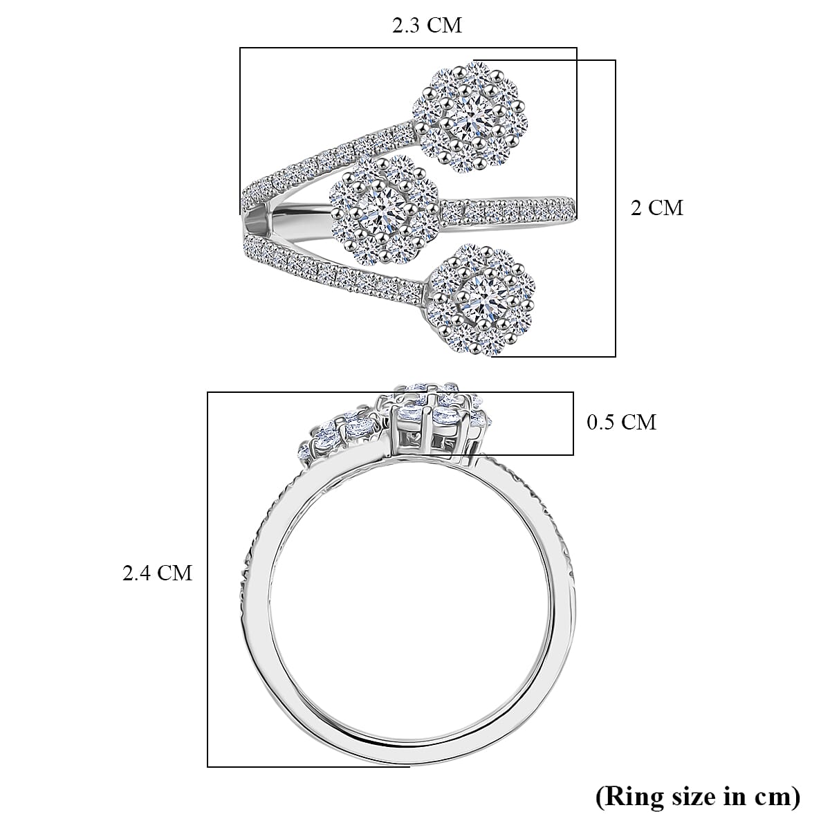 Luxuriant Lab Grown Diamond Ring in Rhodium Overlay Sterling Silver 1.00 Ct.