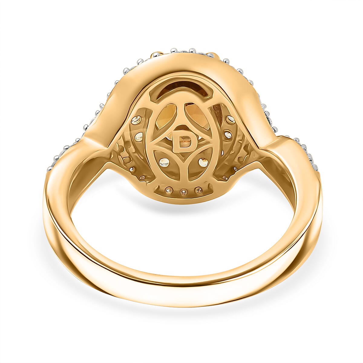 D'Joy Golden Turkizite, Yellow Sapphire & Moissanite Ring in 18K Vermeil Yellow Gold Plated Sterling Silver 2.39 Ct.