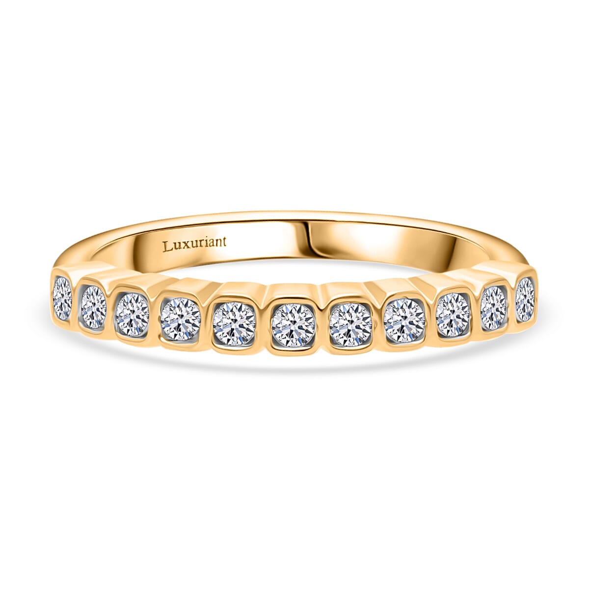 Luxuriant Lab Grown Diamond (SI-GH) Ring in 18K Vermeil Yellow Gold Plated Sterling Silver