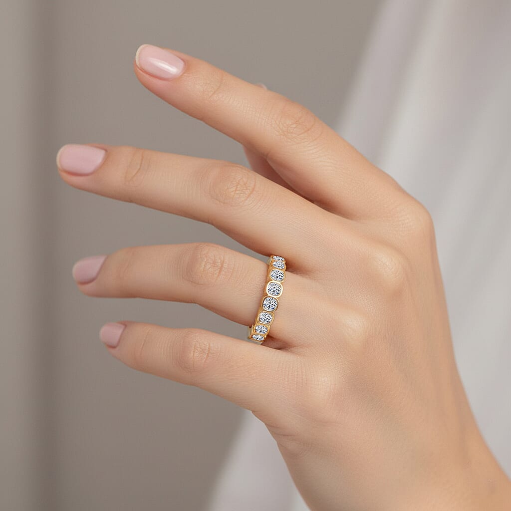 Luxuriant Lab Grown Diamond (SI-GH) Ring in 18K Vermeil Yellow Gold Plated Sterling Silver