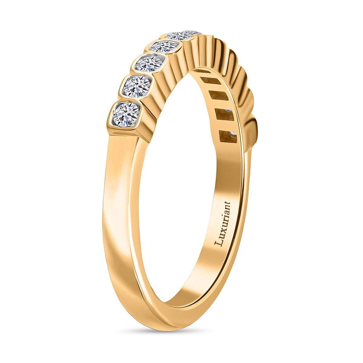 Luxuriant Lab Grown Diamond (SI-GH) Ring in 18K Vermeil Yellow Gold Plated Sterling Silver