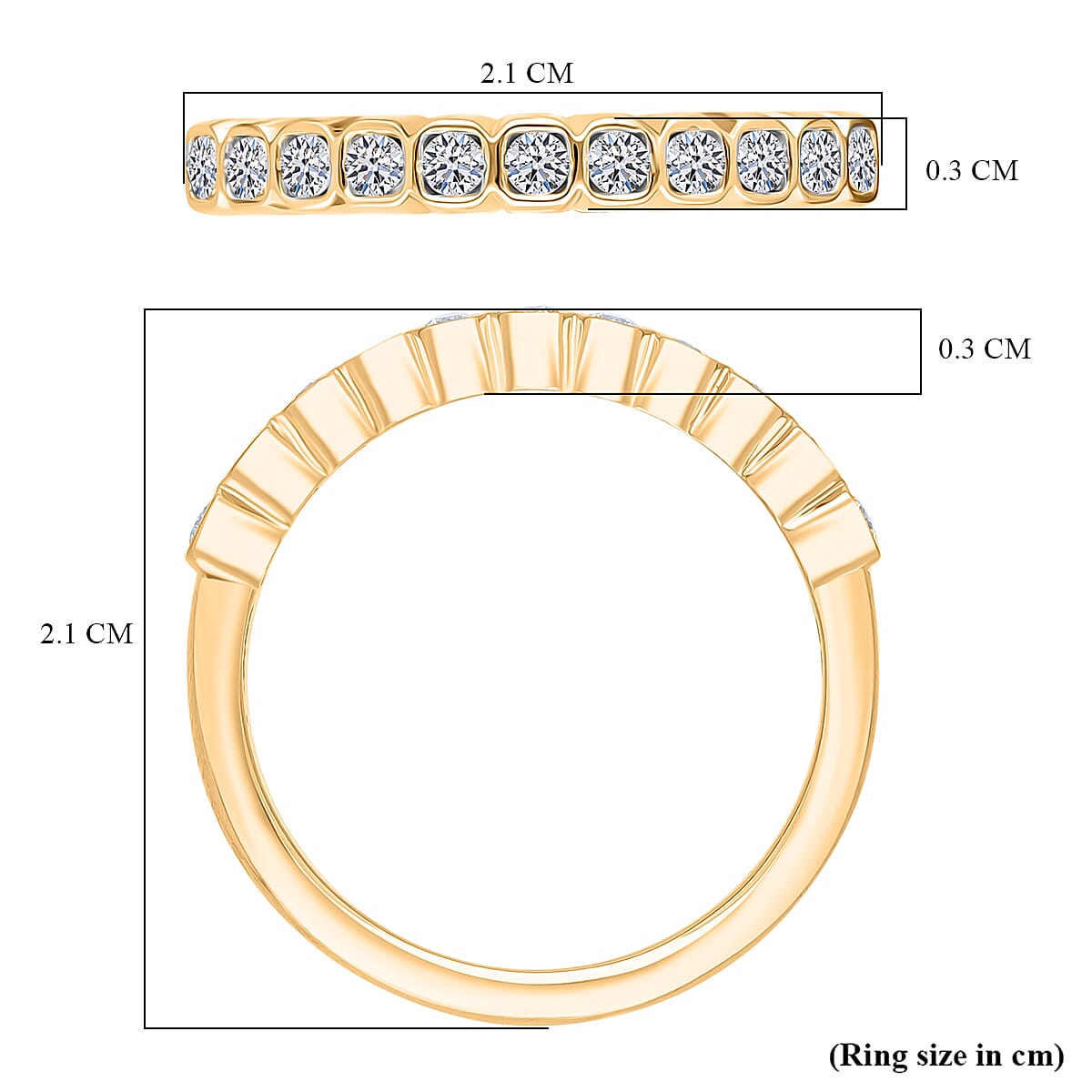 Luxuriant Lab Grown Diamond (SI-GH) Ring in 18K Vermeil Yellow Gold Plated Sterling Silver