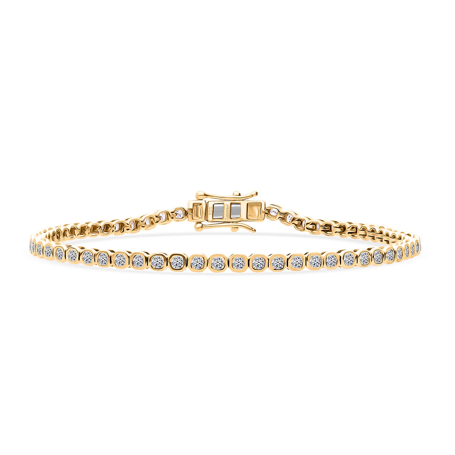 Luxuriant Lab Grown Diamond (SI-GH) Bracelet (Size 7.50) in 18K Vermeil Yellow Gold Plated Sterling Silver 1.98 Ct, Silver Wt. 6.16 Gms.