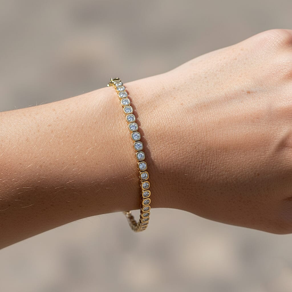 Luxuriant Lab Grown Diamond (SI-GH) Bracelet (Size 7.50) in 18K Vermeil Yellow Gold Plated Sterling Silver 1.98 Ct, Silver Wt. 6.16 Gms.