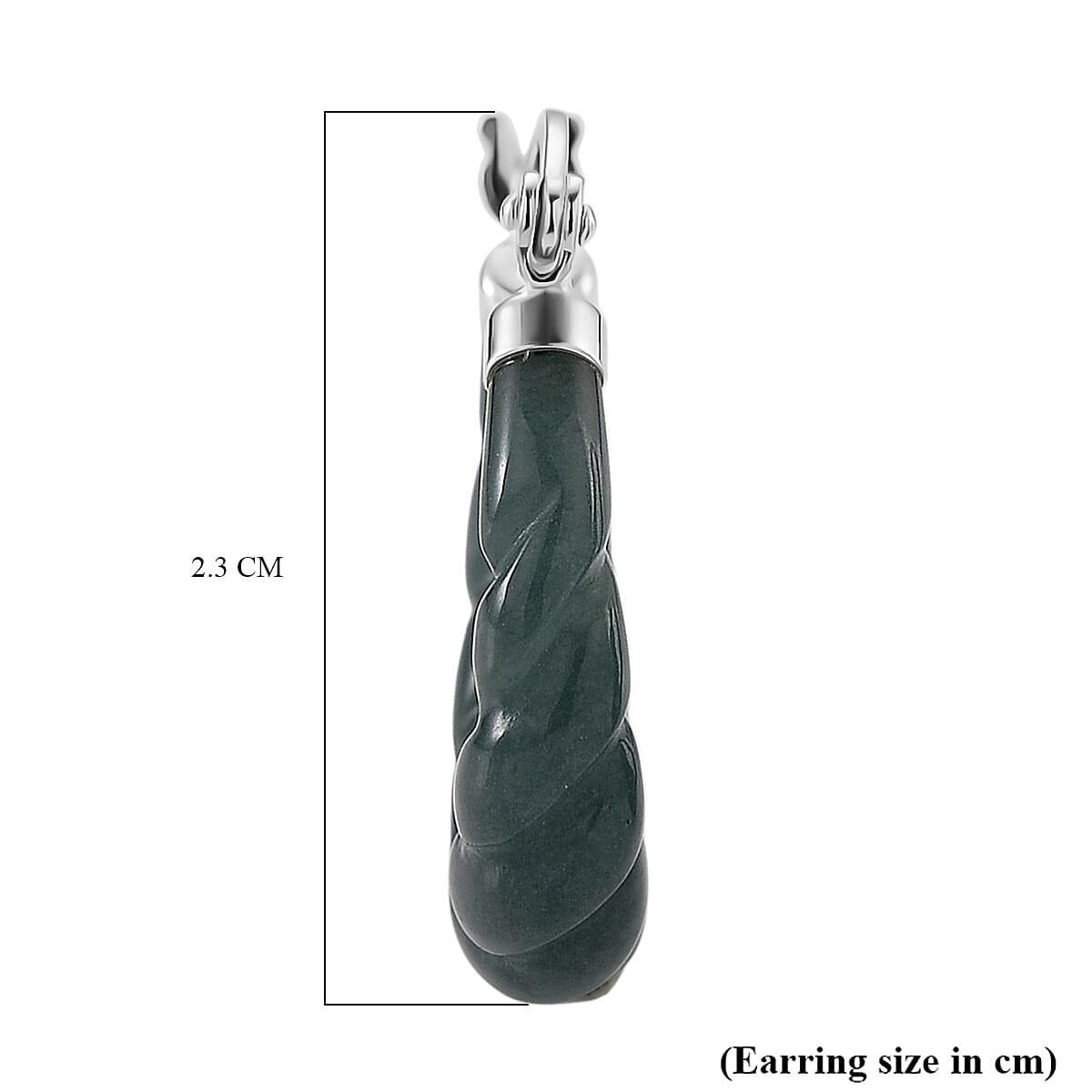 Natural Type A Jadeite Hoop Earring in Rhodium Overlay Sterling Silver 20.00 Ct.