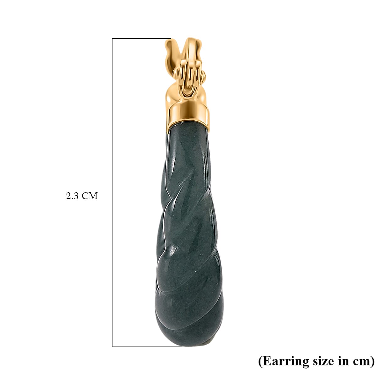 D'Joy Natural Type A Jadeite Hoop Earring in Yellow Gold Plated Sterling Silver 20.00 Ct.