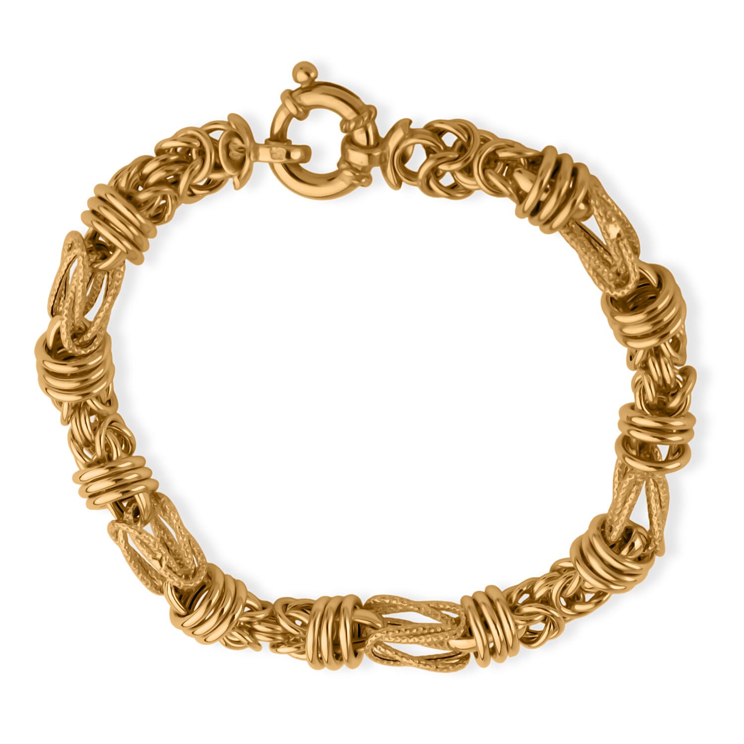 Close Out Deal - 9K Yellow Gold Mixed Link Bracelet (Size 7.50) with Senorita Clasp, Gold Wt. 8.20 Gms.