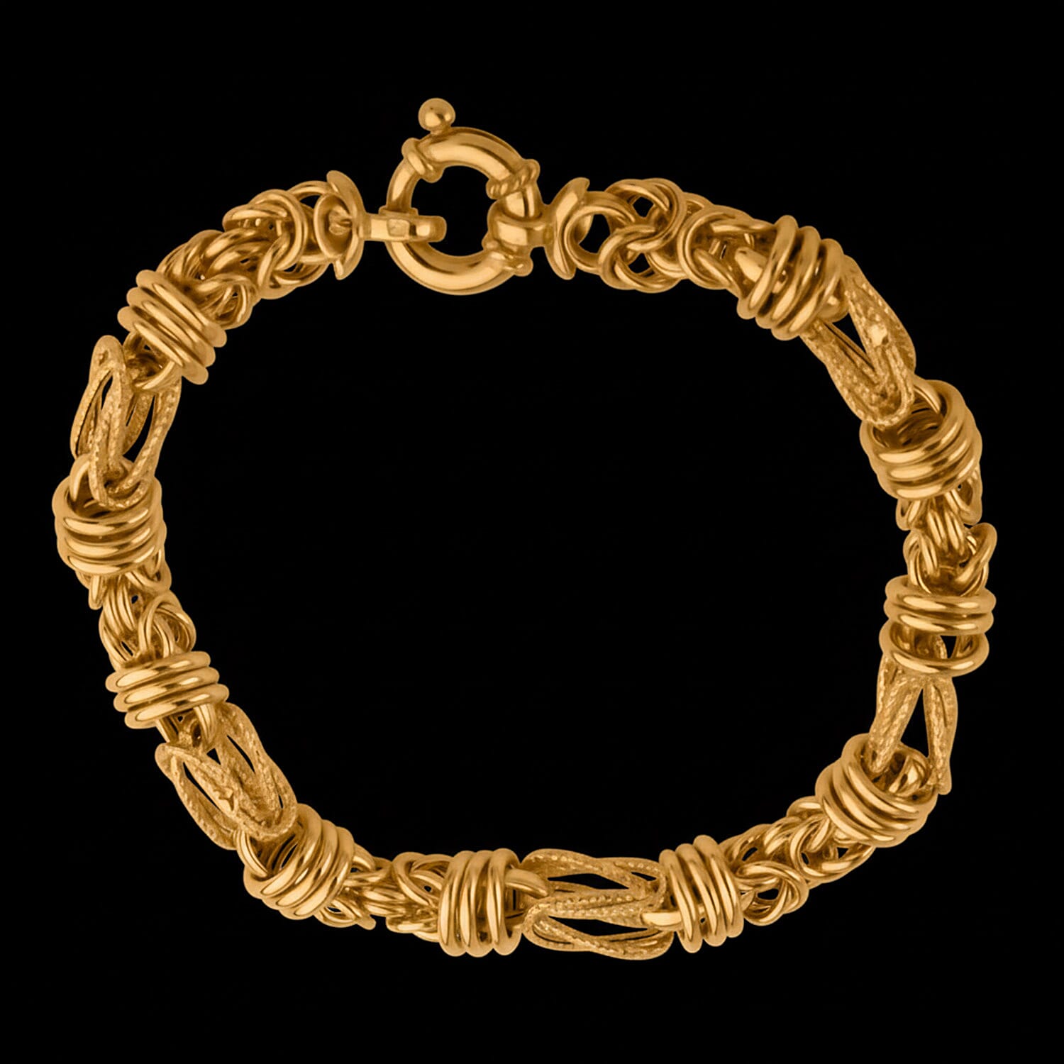 Close Out Deal - 9K Yellow Gold Mixed Link Bracelet (Size 7.50) with Senorita Clasp, Gold Wt. 8.20 Gms.