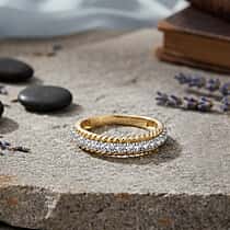 LUXURIANT 0.50 Ct. Lab Grown Diamond Half-Eternity Ring in 18K Vermeil Yellow Gold Plated Sterling Silver (SI-GH)