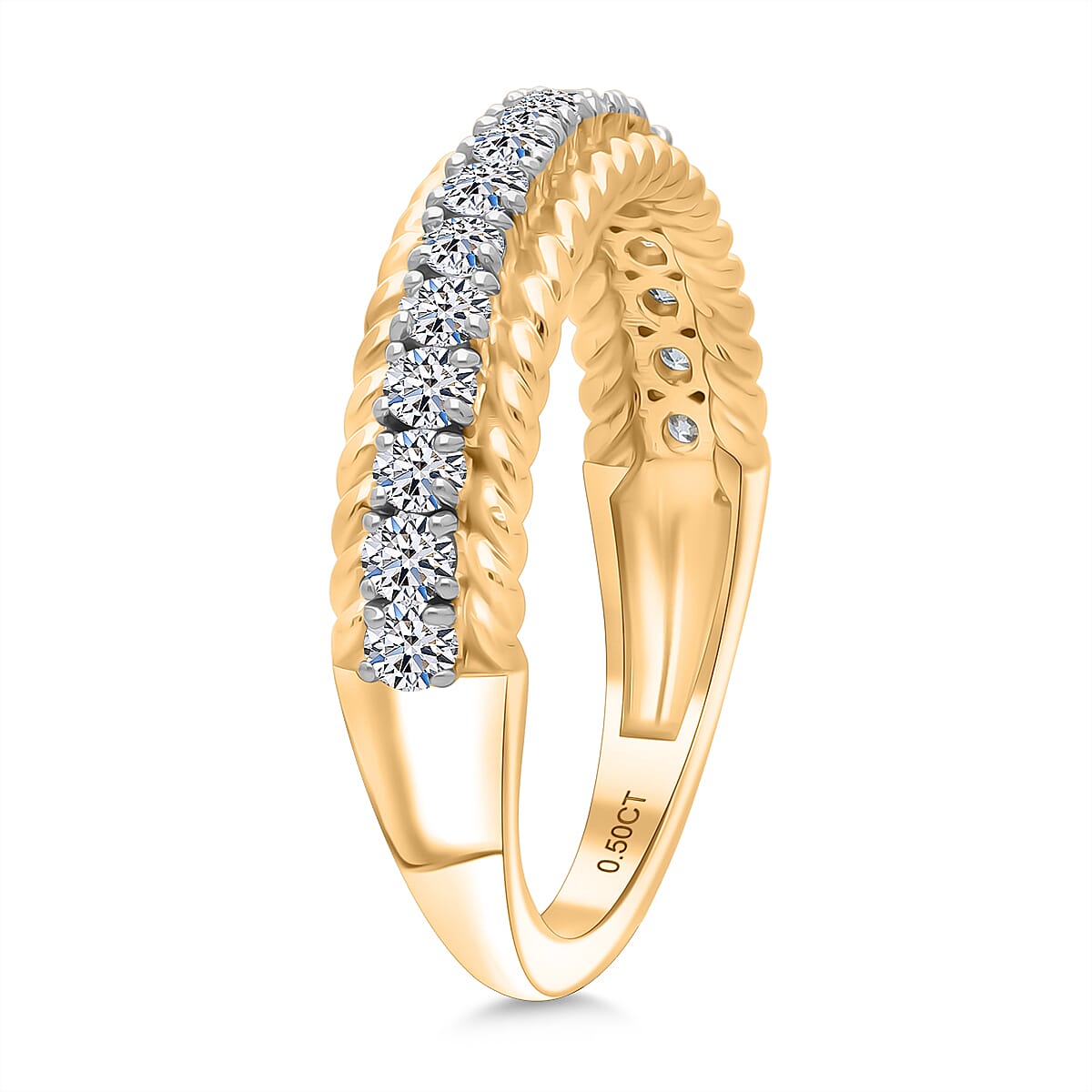 Luxuriant Lab Grown Diamond (SI-GH) Ring in 18K Vermeil Yellow Gold Plated Sterling Silver 0.51 Ct.