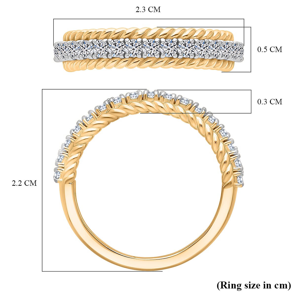 Luxuriant Lab Grown Diamond (SI-GH) Ring in 18K Vermeil Yellow Gold Plated Sterling Silver 0.51 Ct.