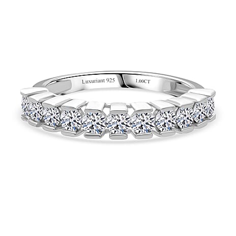 NY Close Out Deal- Luxuriant Lab Grown Diamond (SI-GH) Ring in Rhodium Overlay Sterling Silver 1.00 Ct.