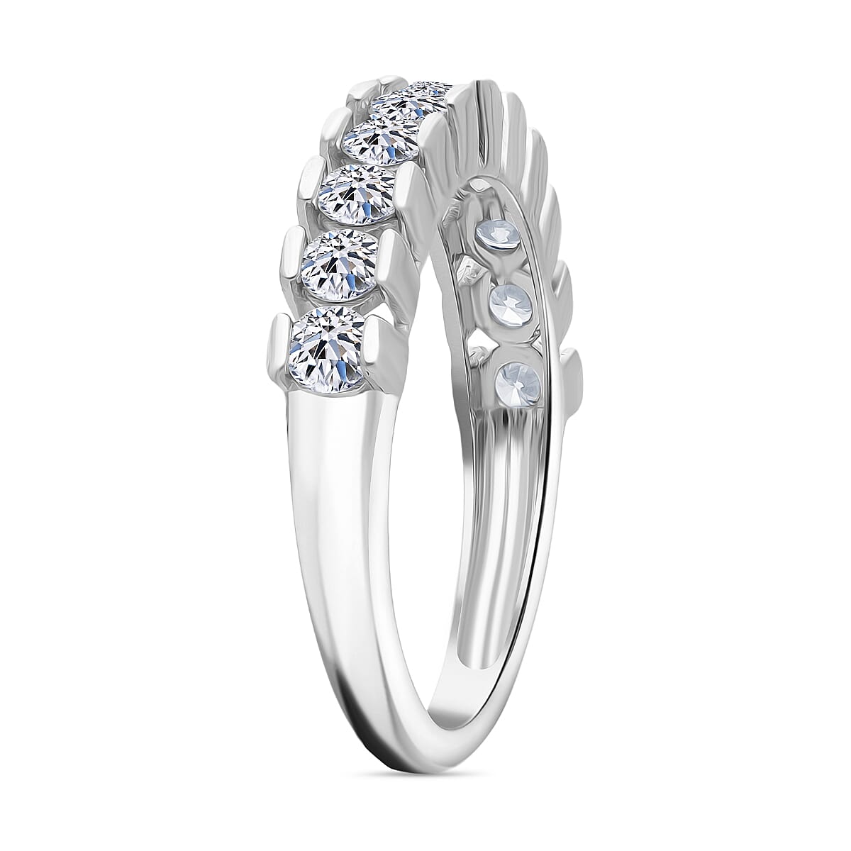 NY Close Out Deal- Luxuriant Lab Grown Diamond (SI-GH) Ring in Rhodium Overlay Sterling Silver 1.00 Ct.