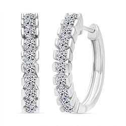 LUXURIANT 1 Ct. Lab Grown Diamond Earring with Hoop in Rhodium Overlay Sterling Silver (SI-GH)