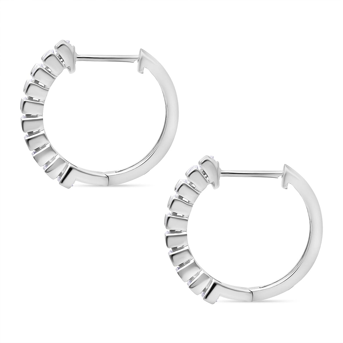 Luxuriant Lab Grown Diamond (SI-GH) Earring with Hoop in Rhodium Overlay Sterling Silver 1.00 Ct.