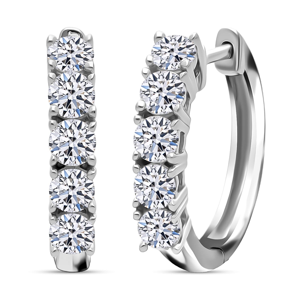 Luxuriant Lab Grown Diamond (VS-EF) Earring with Hoop in Rhodium Overlay Sterling Silver 1.02 Ct.