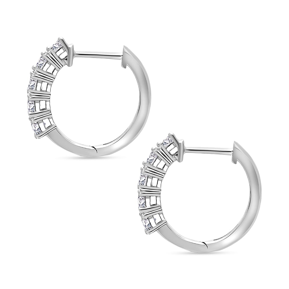 Luxuriant Lab Grown Diamond (VS-EF) Earring with Hoop in Rhodium Overlay Sterling Silver 1.02 Ct.