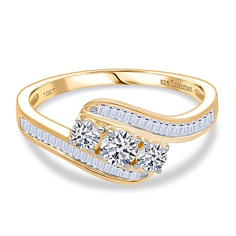 Luxuriant Lab Grown Diamond (SI-GH) Ring in 18K YG VermeilSterling Silver  1.00  Ct.