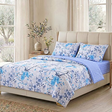 LIVMORE Patterned Sheet (Size 135x30 cm) - Blue & Grey