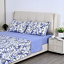 Livemore Set of 4- Reversible Bedding Sheet Set - inc. Deep Fitted Sheet, Duvet Cover & 2 x Pillowcases
