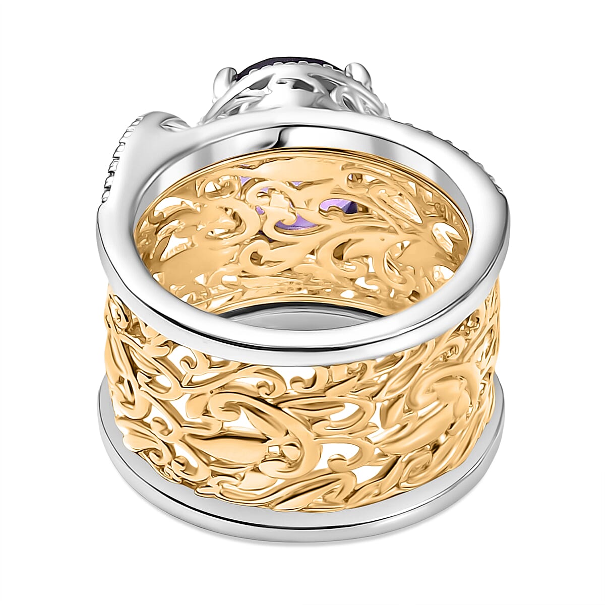 EverTrue African Amethyst Solitaire Ring in Two Tone 3.49 Ct.