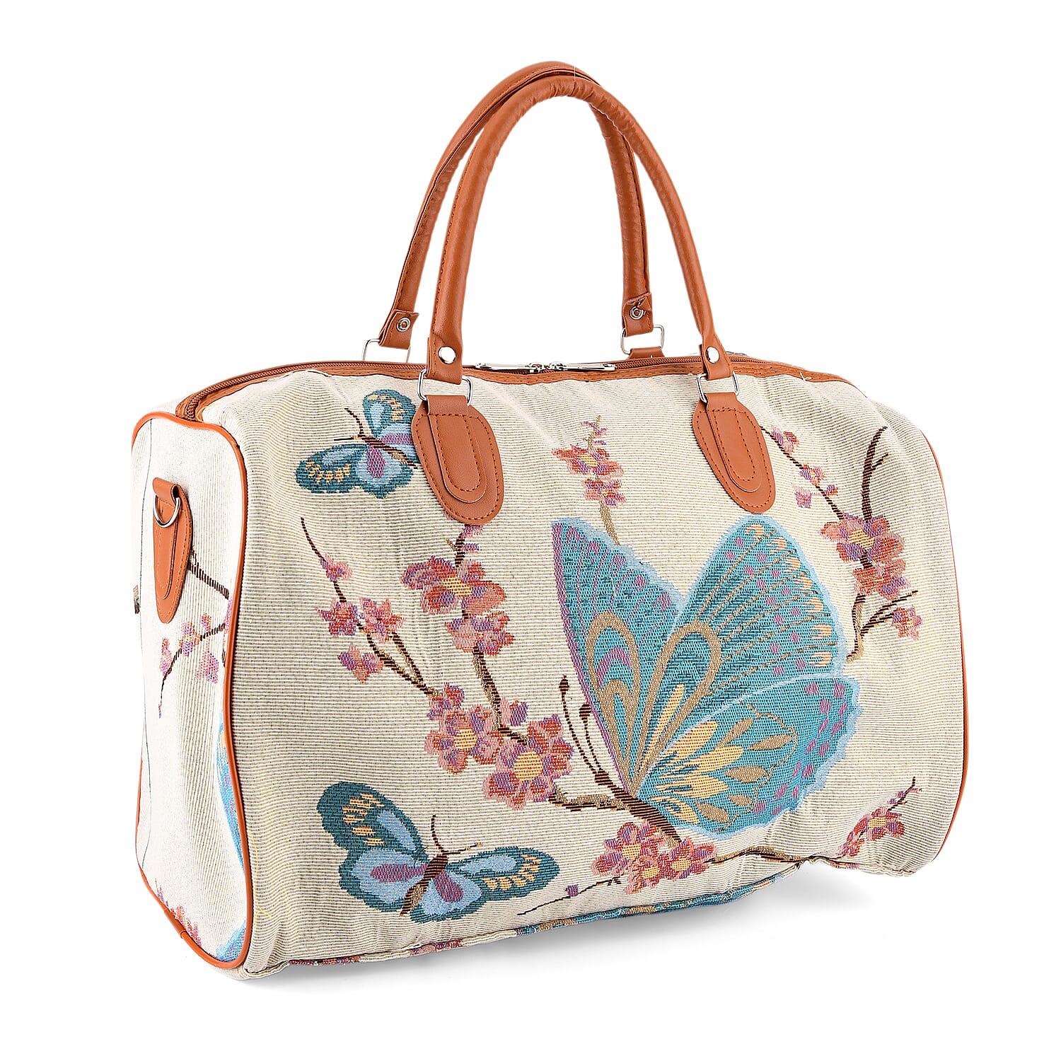 Butterfly Travel Bag (Size 45x23x27 cm) - White Blue
