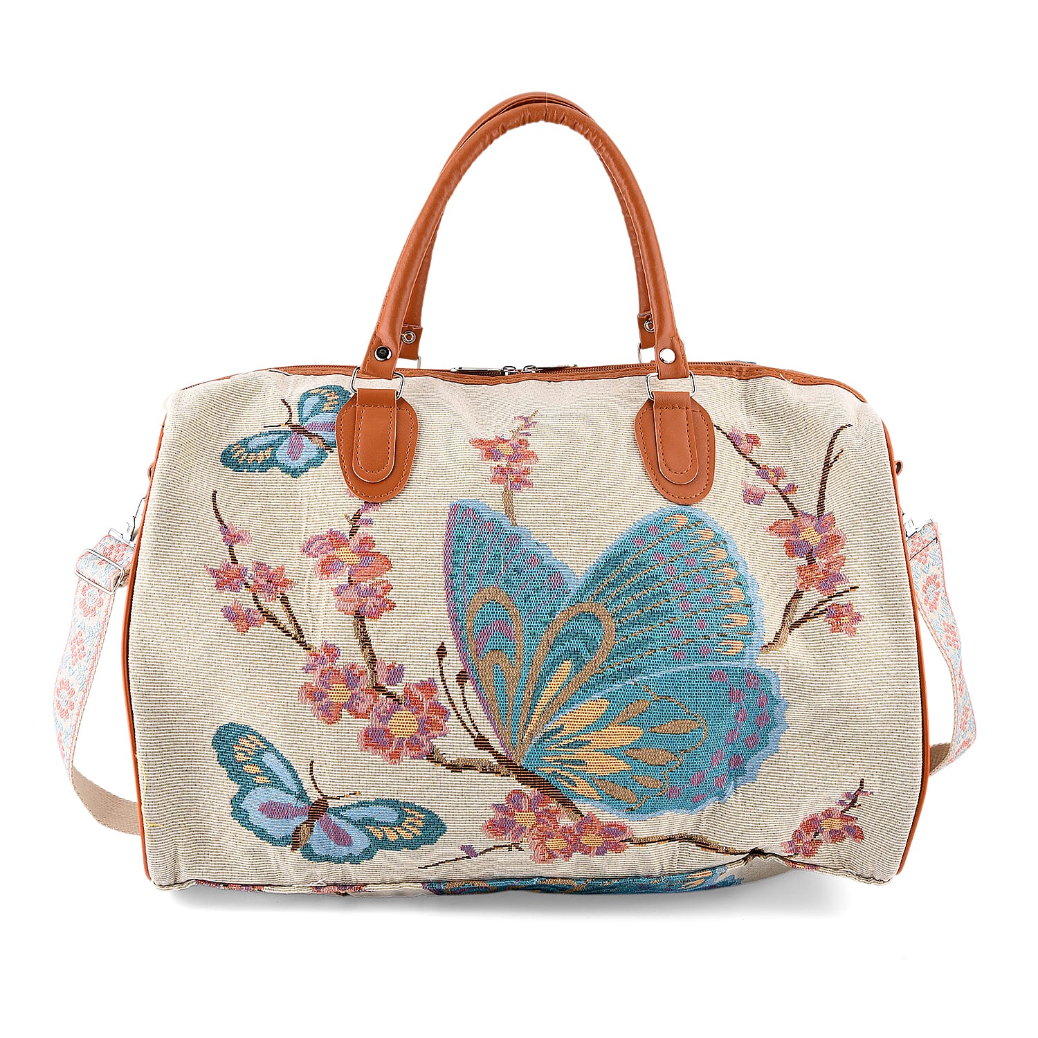 Butterfly Travel Bag (Size 45x23x27 cm) - White Blue
