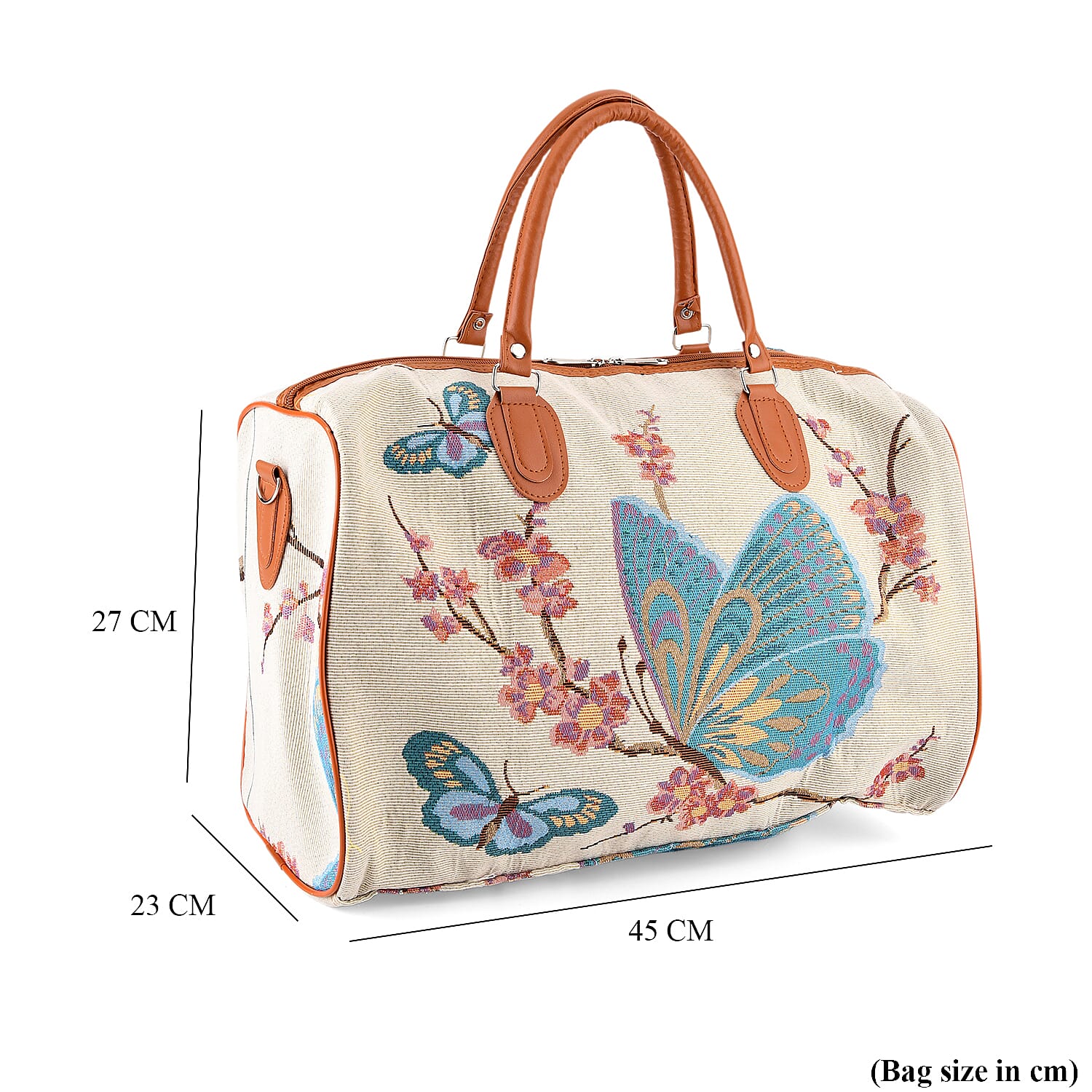 Butterfly Travel Bag (Size 45x23x27 cm) - White Blue