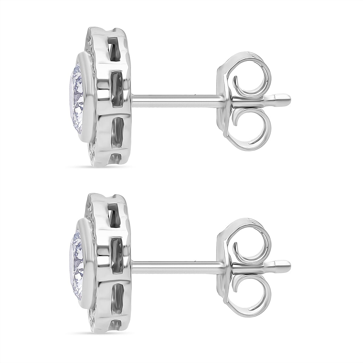 Luxuriant Lab Grown Diamond (SI-GH) Earring with Push Back in Rhodium Overlay Sterling Silver 1.25 Ct.