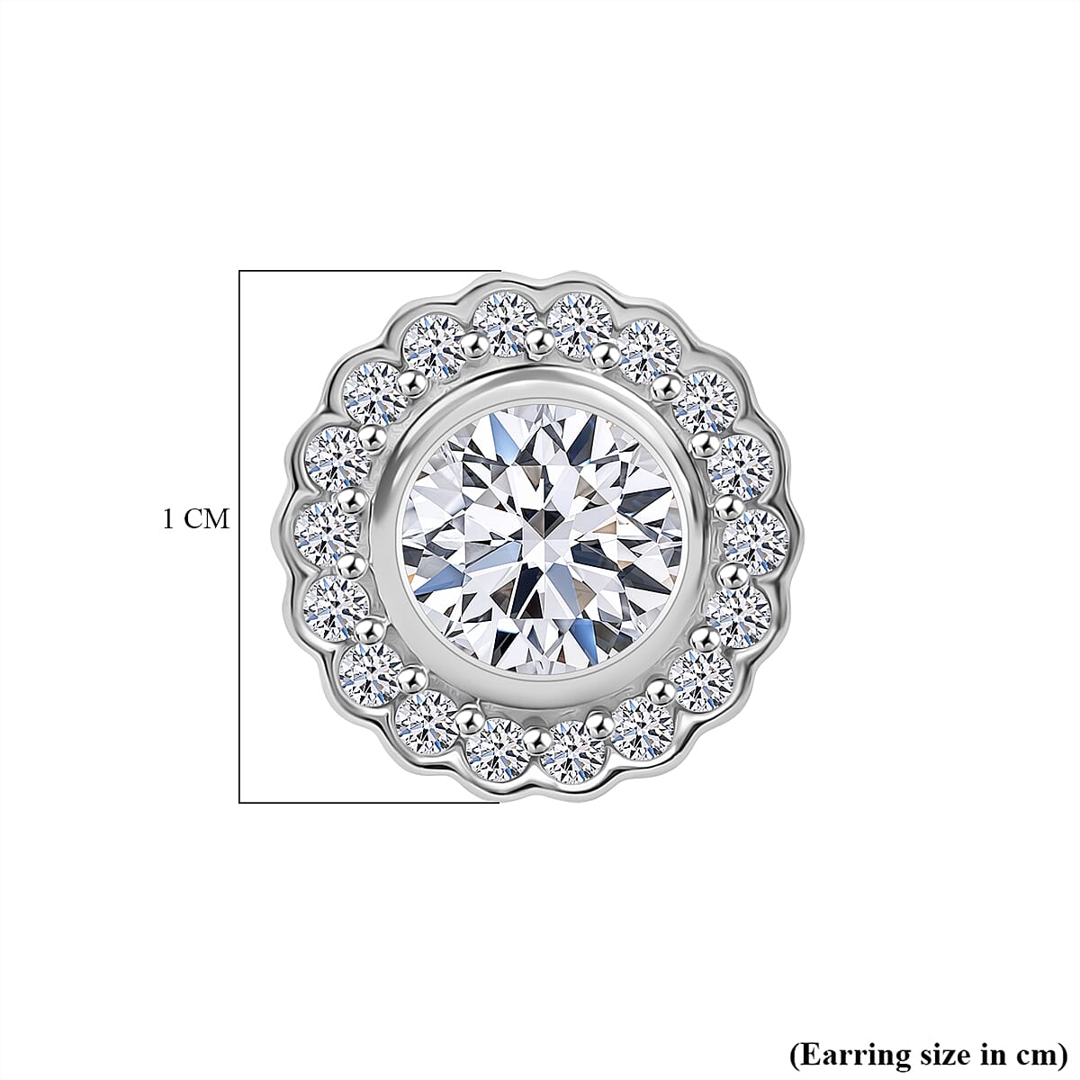 Luxuriant Lab Grown Diamond (SI-GH) Earring with Push Back in Rhodium Overlay Sterling Silver 1.25 Ct.