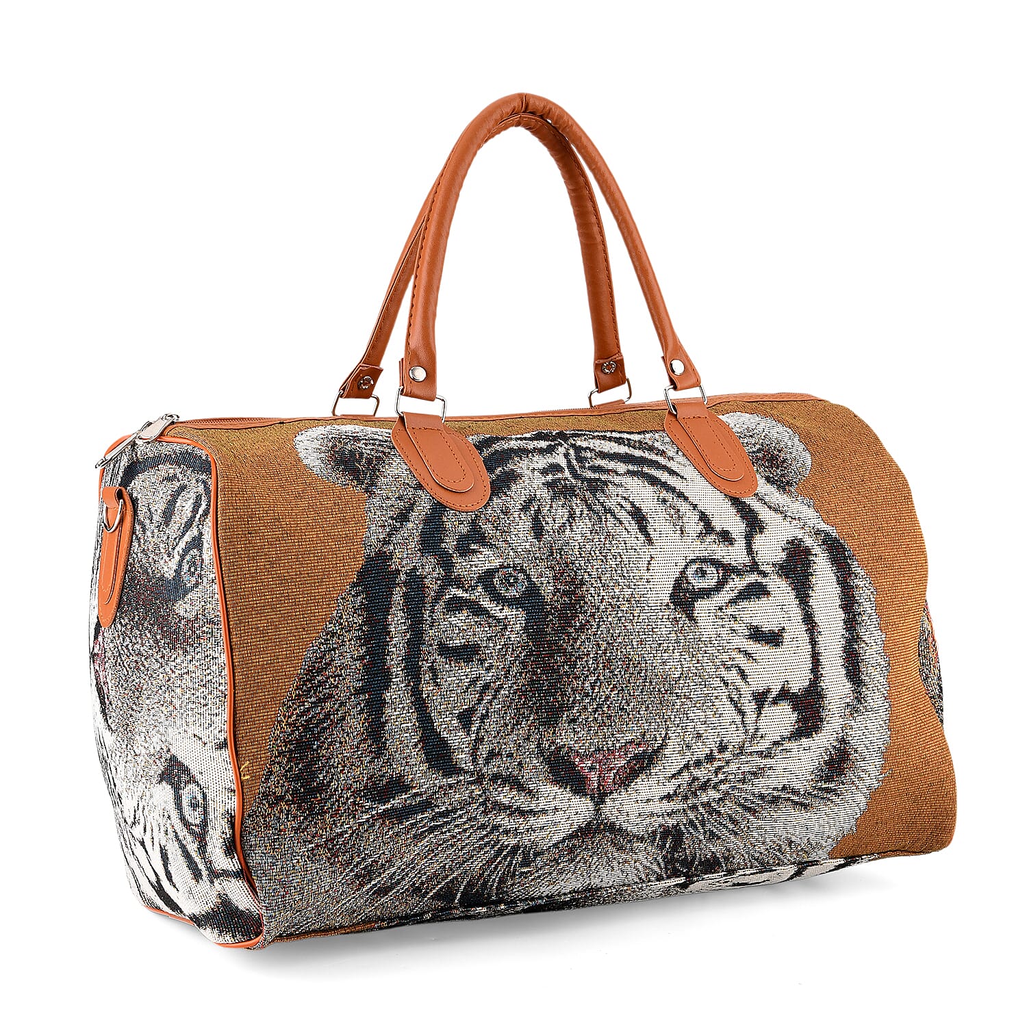 Tiger Stripe Travel Bag (Size 45x23x27 cm) - Brown