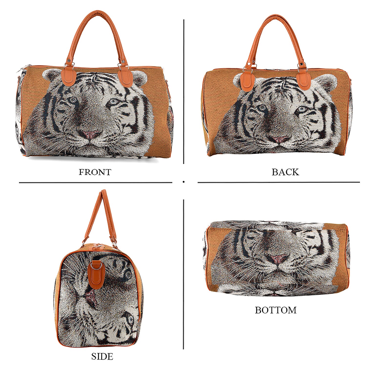 Tiger Stripe Travel Bag (Size 45x23x27 cm) - Brown