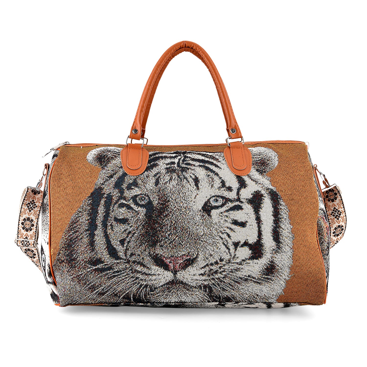 Tiger Stripe Travel Bag (Size 45x23x27 cm) - Brown