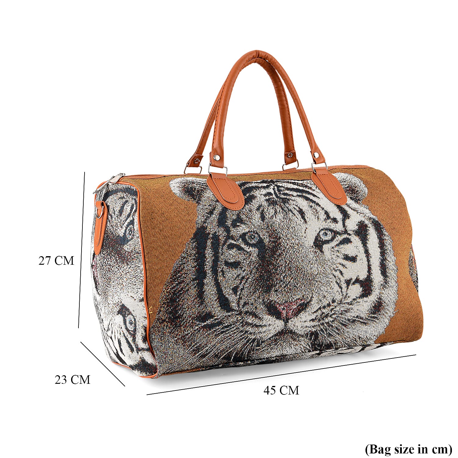 Tiger Stripe Travel Bag (Size 45x23x27 cm) - Brown