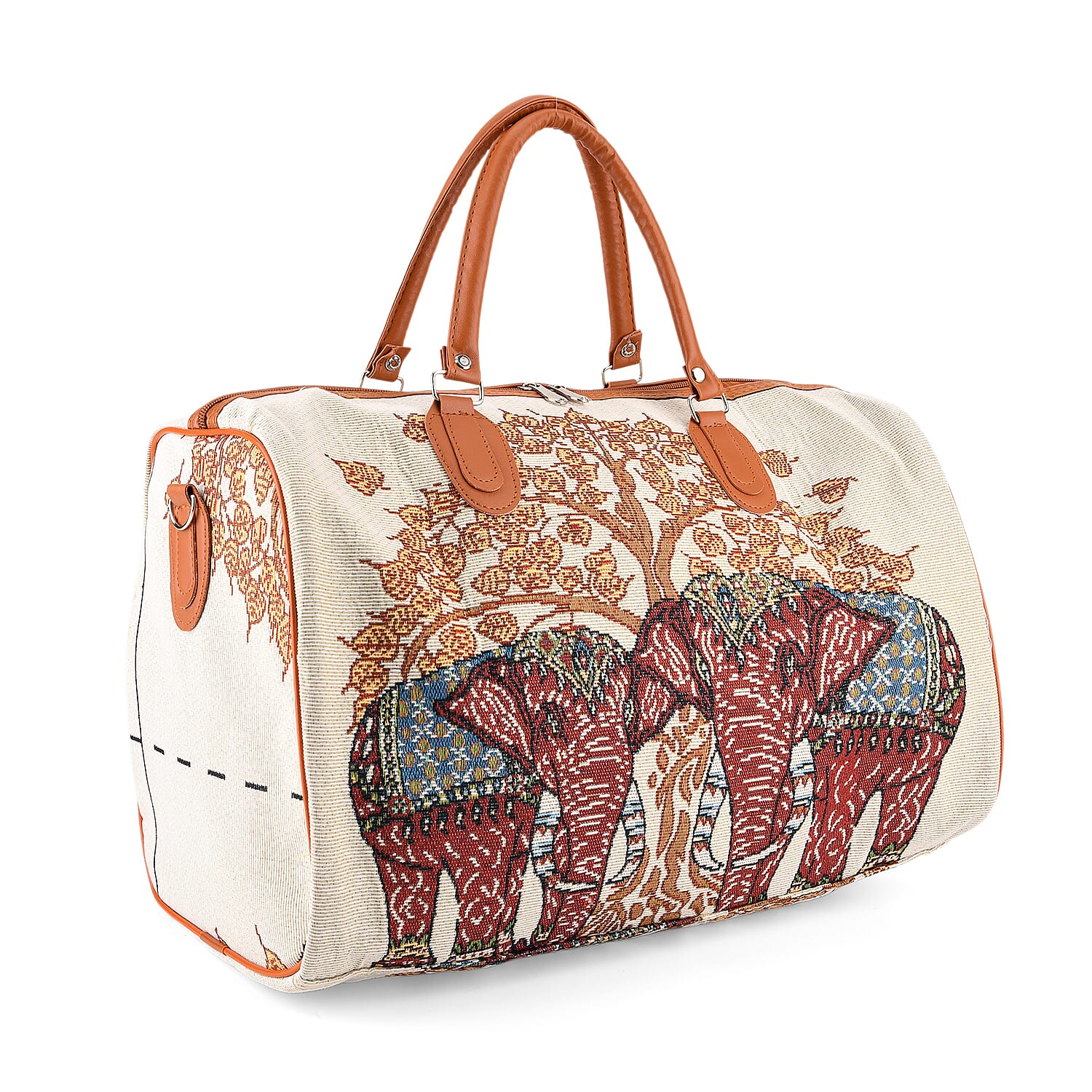Elephant Travel Bag (Size 45x23x27 cm) - White Red