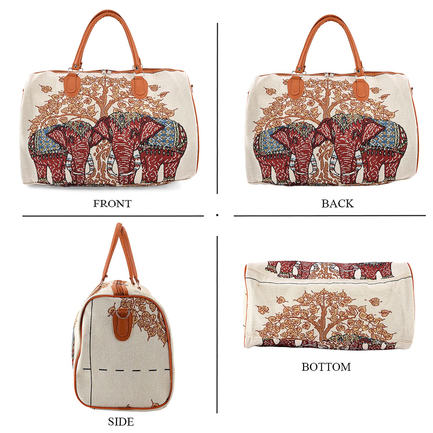 Elephant Travel Bag (Size 45x23x27 cm) - White Red