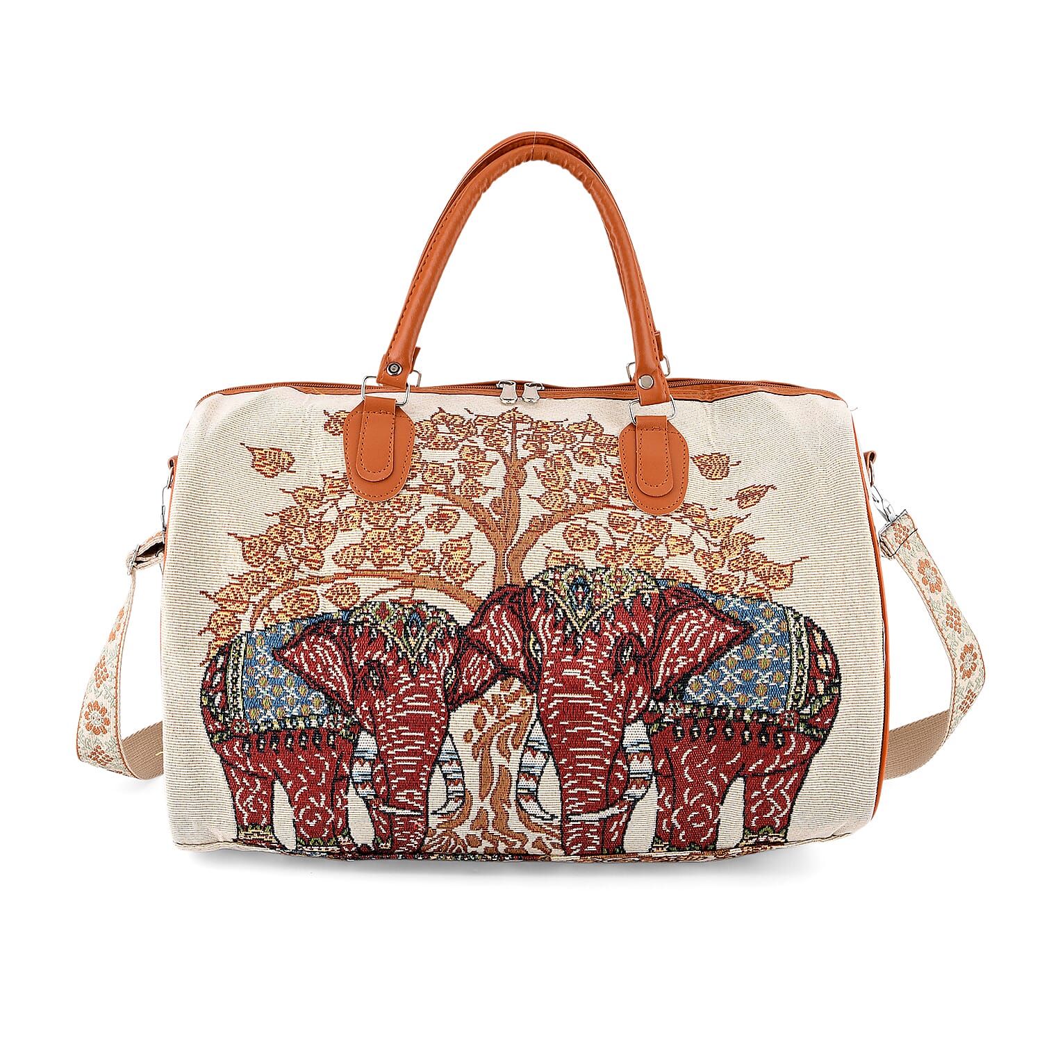 Elephant Travel Bag (Size 45x23x27 cm) - White Red