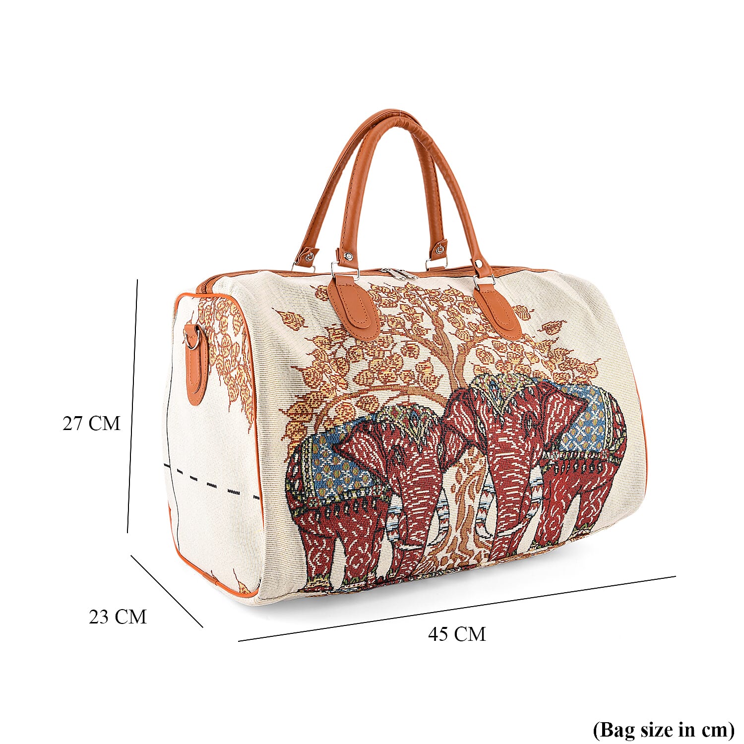 Elephant Travel Bag (Size 45x23x27 cm) - White Red