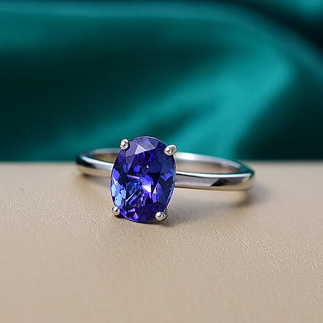 Tony Diniz Collection- Rhapsody 950 Platinum AAAA Tanzanite Solitaire Ring 2.07 Ct, Platinum Wt. 4.25 Gms.