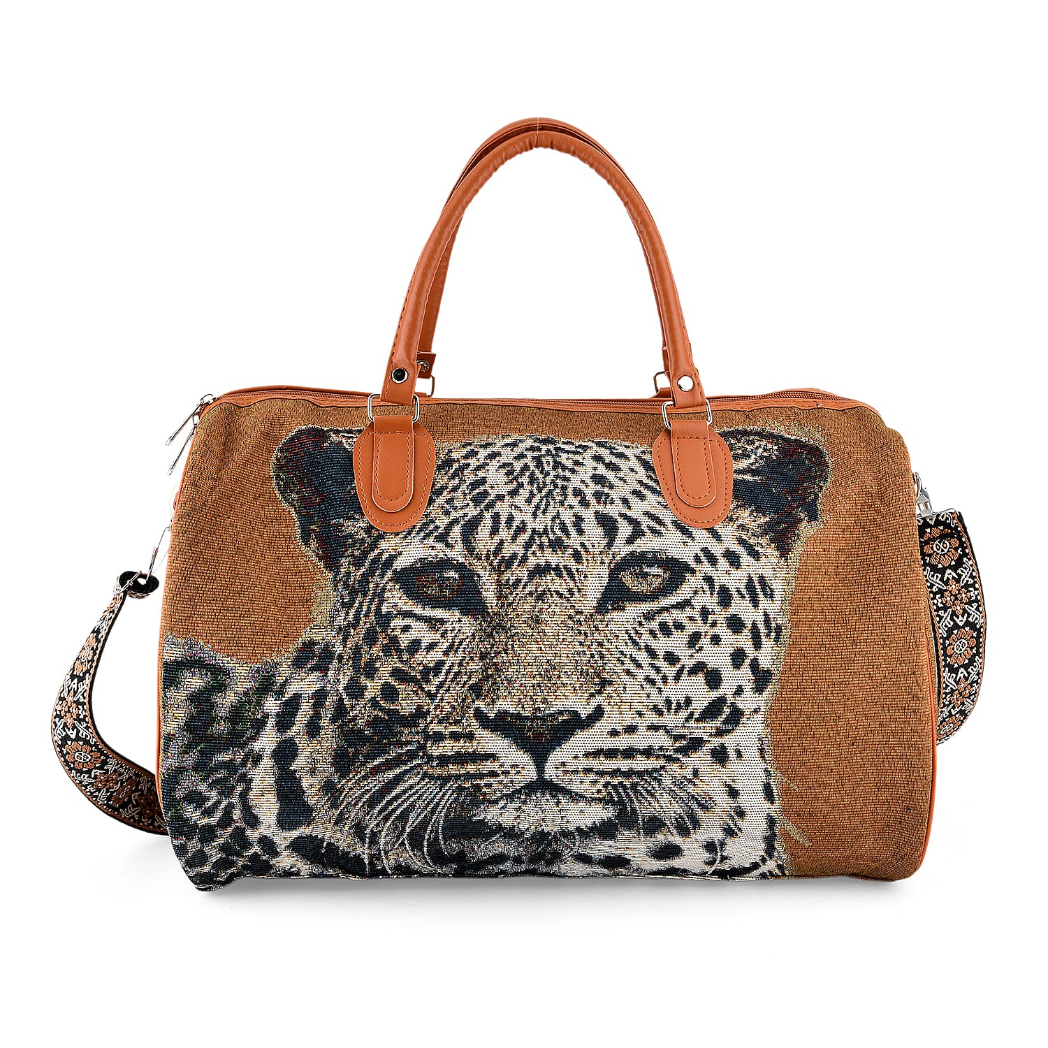 Leopard Travel Bag (Size 45x23x27 cm) - Brown