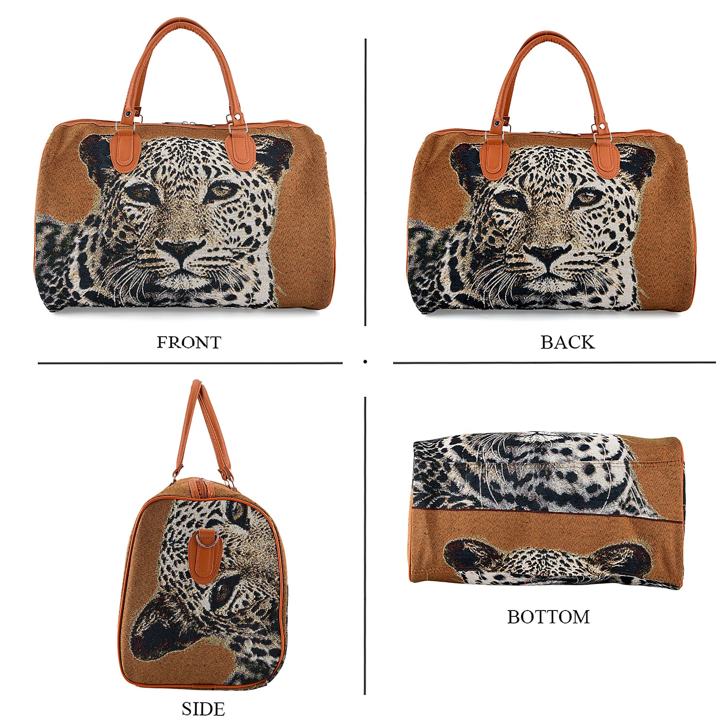 Leopard Travel Bag (Size 45x23x27 cm) - Brown